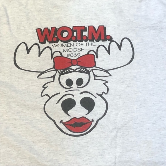 Women of the Moose Lodge T-Shirt 2XL Tennessee Gray Heather Funny Lipstick Bow - Picture 2 of 4